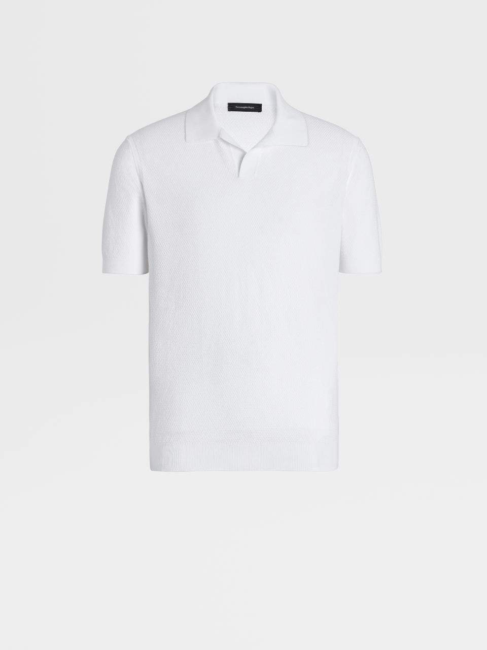 White Pure Cotton Knit Short-sleeve Polo